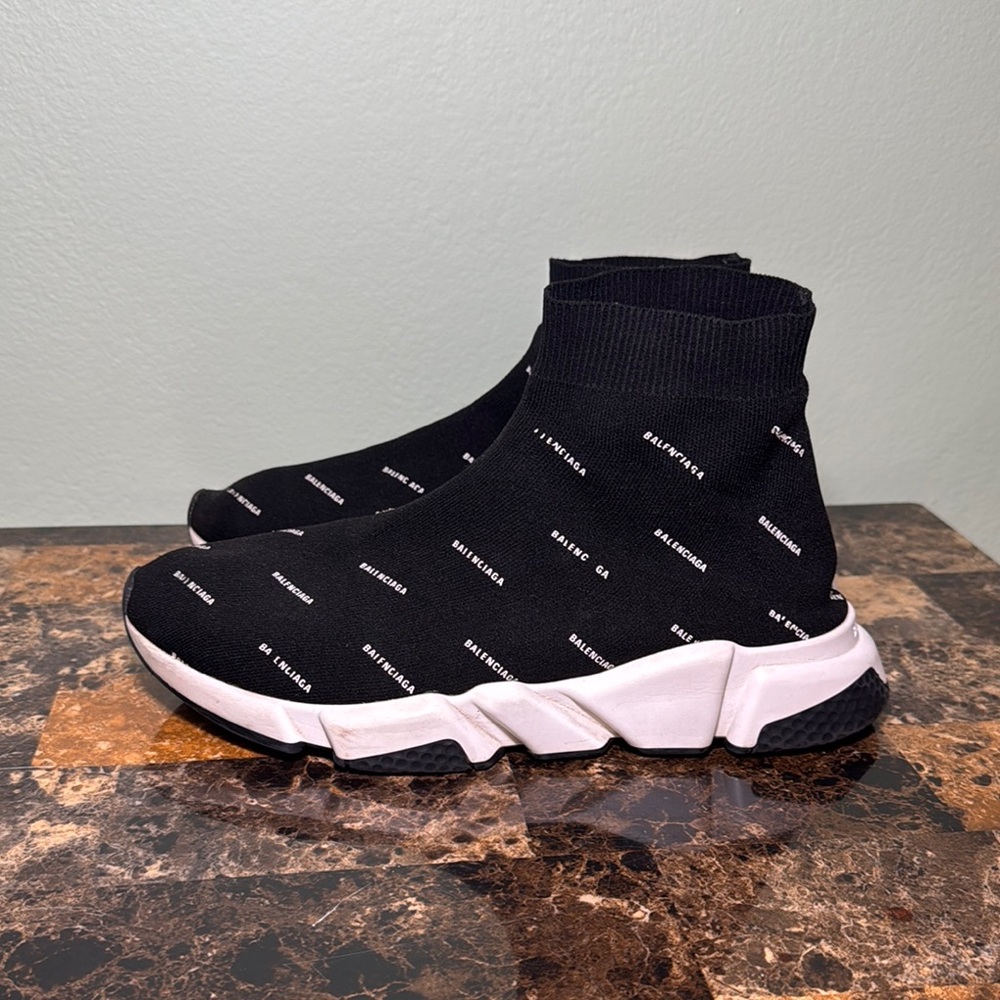 Balenciaga Black and White Sock high top speed sock Sneakers size 10 - Picture 1 of 12